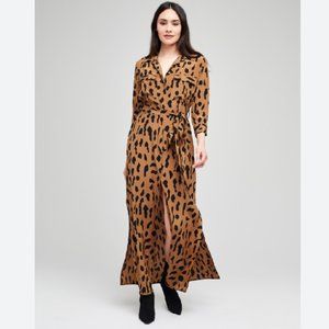 L'AGENCE Cameron Silk midi Shirt Dress Size M